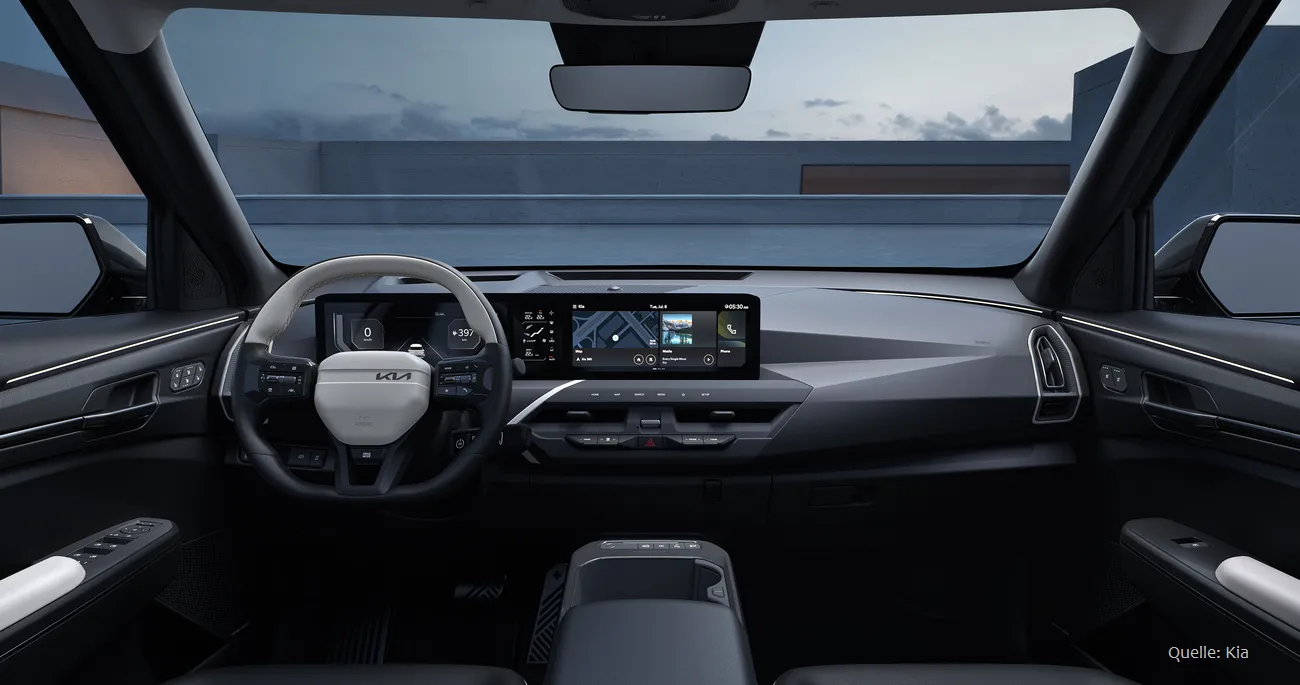 Kia EV5 Test 530 km Reichweite mit großem Akku Cockpit INSTADRIVE ecarso