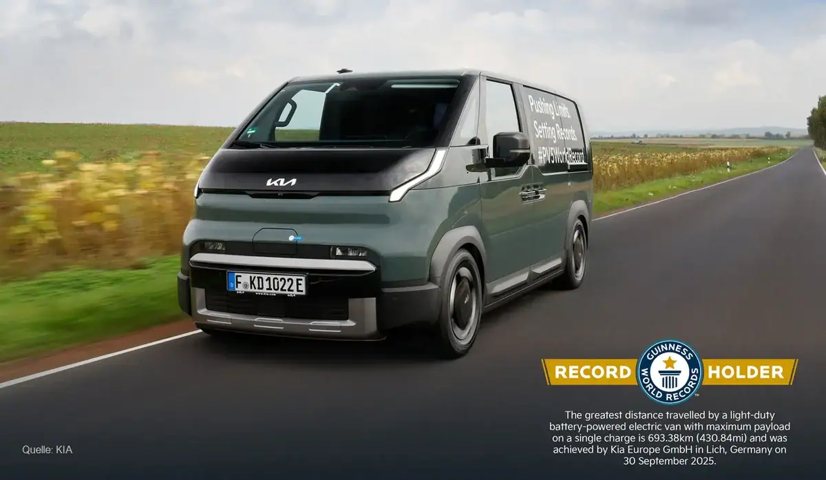 KIA PV5 mit neuem Reichweitenrekord bei Elektro-Transportern INSTADRIVE ecarso