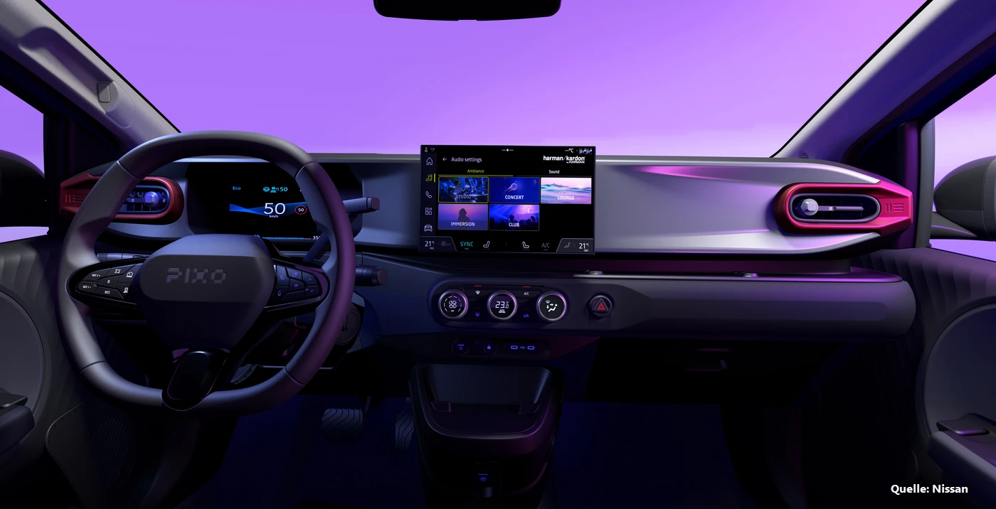 Nissan Pixo Neuer Elektrokleinwagen für die Stadt Cockpit INSTADRIVE ecarso